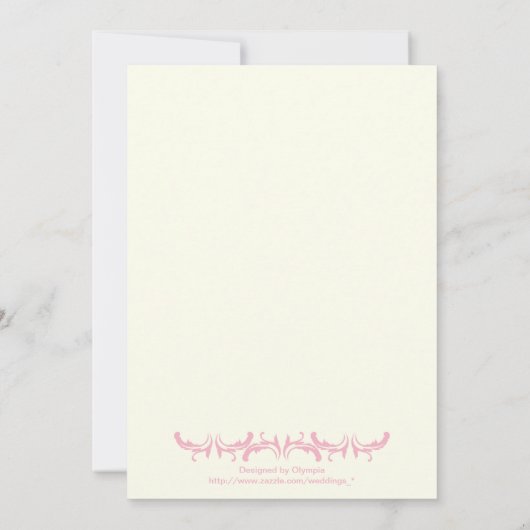 Paris bruiloft roze Eiffeltoren ivoor uitnodiging (Achterkant)