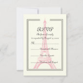 Paris bruiloft roze Eiffeltoren op ivoor RSVP-kaar RSVP Kaartje (Voorkant)