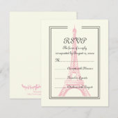 Paris bruiloft roze Eiffeltoren op ivoor RSVP-kaar RSVP Kaartje (Voorkant / Achterkant)