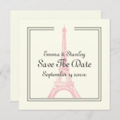 Paris bruiloft roze Eiffeltoren Save the Date kaar (Voorkant / Achterkant)