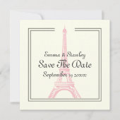 Paris bruiloft roze Eiffeltoren Save the Date kaar (Voorkant)