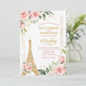 Paris bruiloft uitnodigingen bestemming Eiffeltore (Staand voorkant)