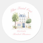 Paris Bruiloftsfeest Parisian Cafe Ronde Sticker (Voorkant)