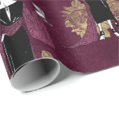  Paris Burgundy en Faux Gold Wine Art Deco Cadeaupapier (Rol Hoek)