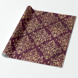  Paris Burgundy en Gold Damask Cadeaupapier