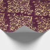  Paris Burgundy en Gold Damask Cadeaupapier (Hoek)