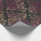  Paris Burgundy en Gold Grunge Damask Cadeaupapier (Hoek)