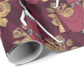  Paris Burgundy Red en Gold Art Deco Cadeaupapier (Rol Hoek)