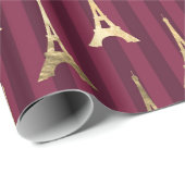 -Paris Burgundy Red en Gold Eiffel Tower Cadeaupapier (Rol Hoek)