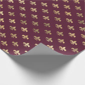  Paris Burgundy Red en Gold Fleur de Lis Cadeaupapier (Hoek)