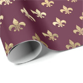  Paris Burgundy Red en Gold Fleur de Lis Cadeaupapier (Rol Hoek)