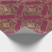 Paris Burgundy Red en Gold Grunge Damask Cadeaupapier (Hoek)