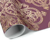  Paris Burgundy Red en Gold Grunge Damask Cadeaupapier (Rol Hoek)