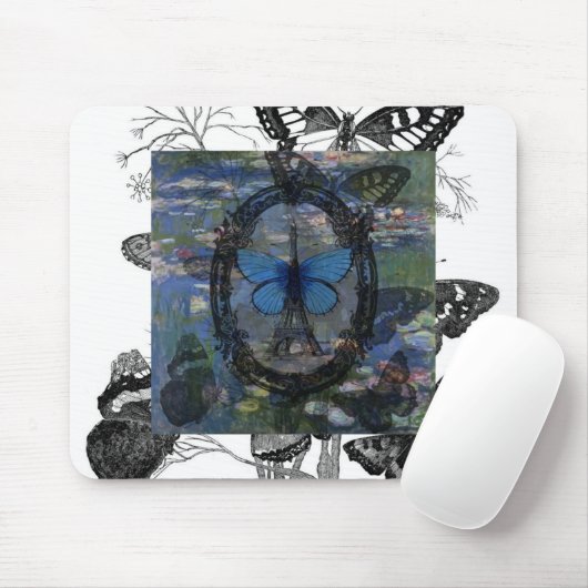 Paris Butterflies Art Collage Muismat (Met muis)