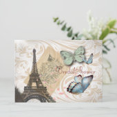 Paris Butterfly Elegant Vrijgezellenfeest Kaart (Staand voorkant)