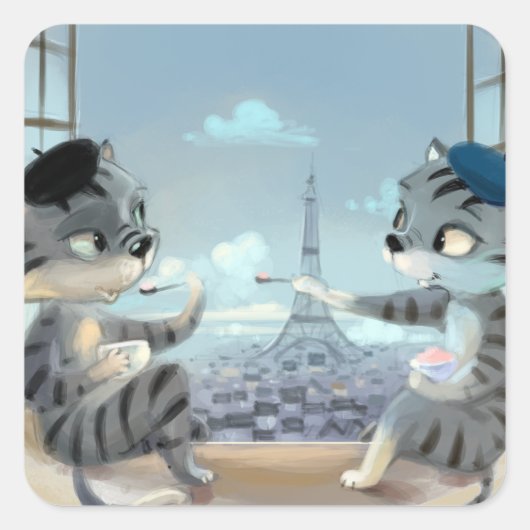 Paris by Day Classic Square Stickers (Voorkant)