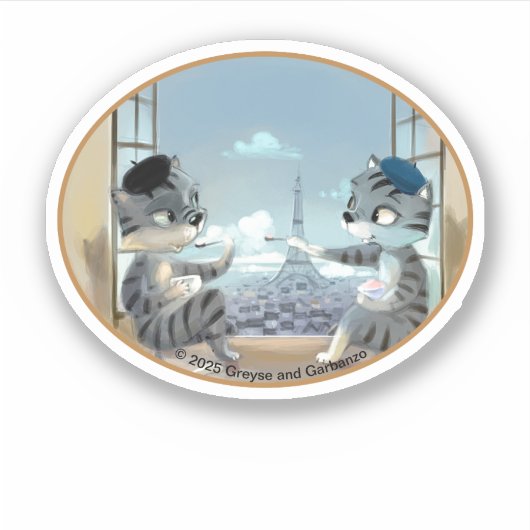 Paris by Day Ovaal Vinyl Sticker (Diverse Maten) (Voorkant)