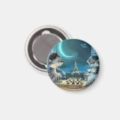 Paris by Night Circle Magnet (Diverse maten) (Voorkant / Achterkant)