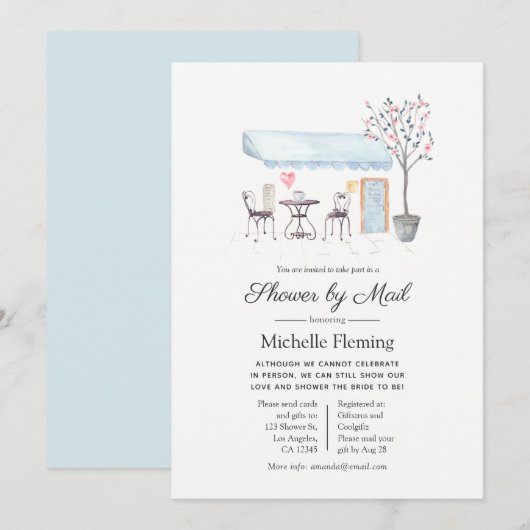 Paris Cafe Baby of Vrijgezellenfeest per post Kaart (Voorkant / Achterkant)