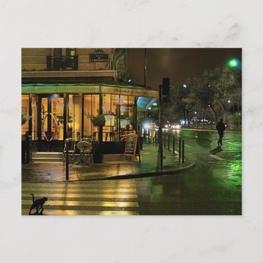 Paris Cafe bij nacht Briefkaart (Voorkant)