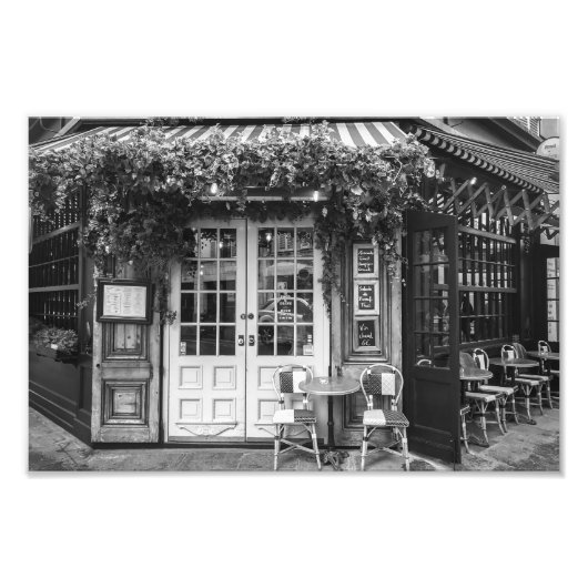 Paris Cafe - Black and White - Foto Afdruk (Voorkant)