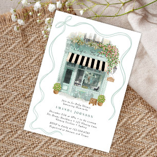 Paris Café Bonjour Bebe Blauwe Thema Baby Shower Kaart