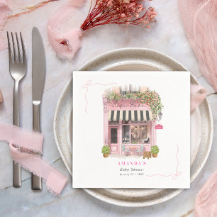 Paris Café Bonjour Bebe Roze Strik Baby Shower Servet