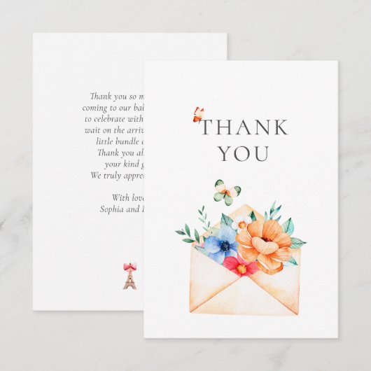 Paris Cafe Boulangerie Aquarel Bedankkaart (Voorkant / Achterkant)