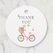 Paris Cafe Boulangerie Pink Bicycle Waterverf Bedankjes Labels (Voorkant)