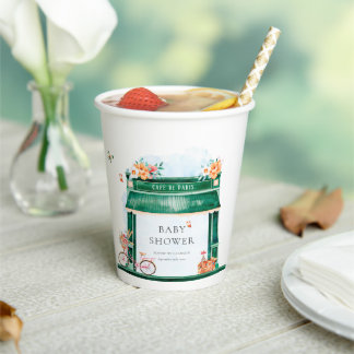 Paris Cafe Boulangerie Waterverf Baby shower Papieren Bekers