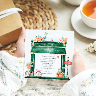 Paris Cafe Boulangerie Waterverf Baby shower Tha Bedankkaart