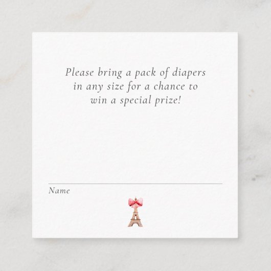 Paris Cafe Boulangerie Waterverf Diaper Raffle En Informatiekaartje (Achterkant)