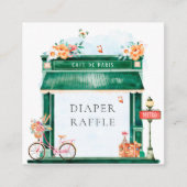 Paris Cafe Boulangerie Waterverf Diaper Raffle En Informatiekaartje (Voorkant)