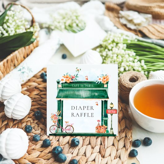 Paris Cafe Boulangerie Waterverf Diaper Raffle En Informatiekaartje