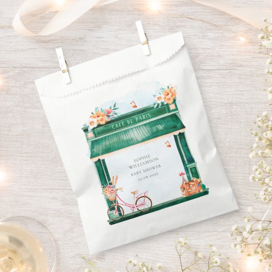 Paris Cafe Boulangerie Waterverf Favor Bag Bedankzakje (Geknipt)
