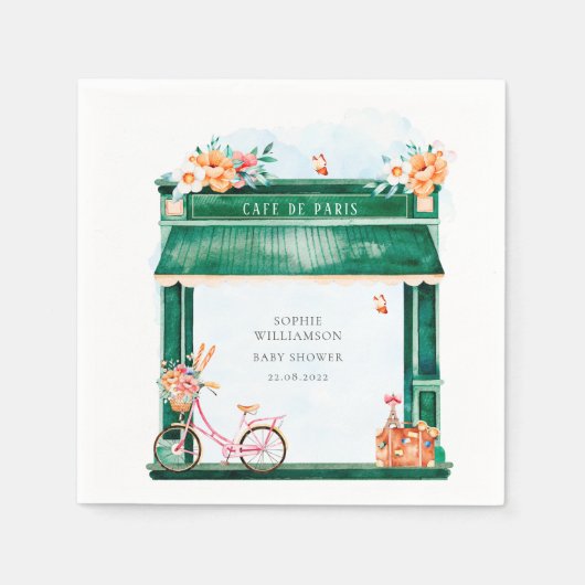 Paris Cafe Boulangerie Waterverf Servet (Voorkant)