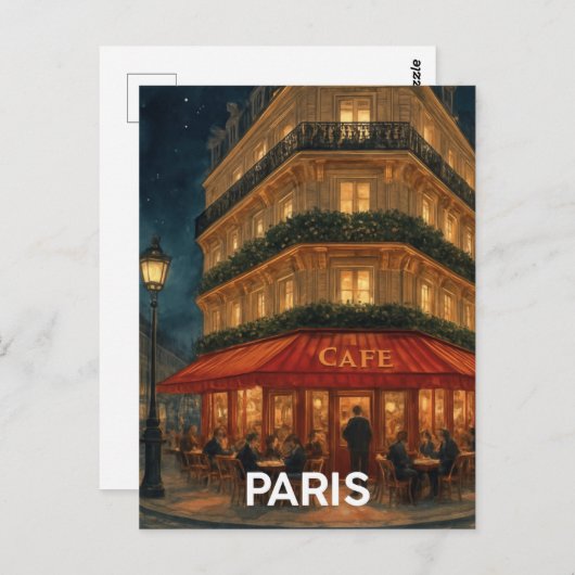 Paris Café Briefkaart (Voorkant / Achterkant)