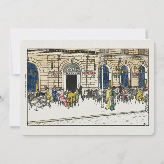 Paris Cafe Briefkaart Linen Note Card Briefpapier  (Voorkant)