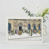 Paris Cafe Briefkaart Linen Note Card Briefpapier  (Staand voorkant)