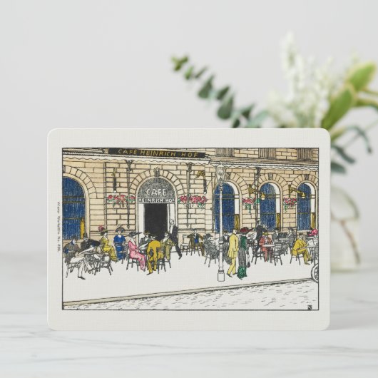 Paris Cafe Briefkaart Linen Note Card Briefpapier  (Staand voorkant)