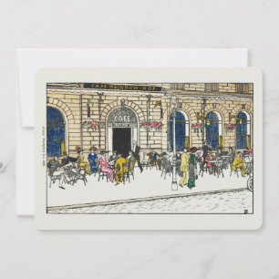 Paris Cafe Briefkaart Linen Note Card Briefpapier