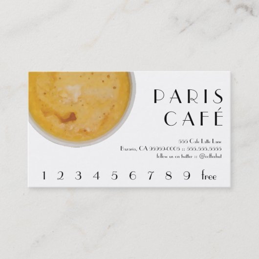 Paris Cafe Coffee Drink Loyalty/Punch Card Klantenkaartje (Voorkant)