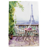 Paris Café Eiffeltoren Aquarel Medium Cadeauzakje (Voorkant)