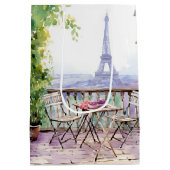 Paris Café Eiffeltoren Aquarel Medium Cadeauzakje (Achterkant)