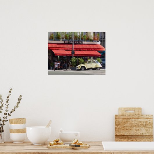Paris Café en oude Citroën Car Poster (Keuken)
