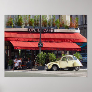 Paris Café en oude Citroën Car Poster