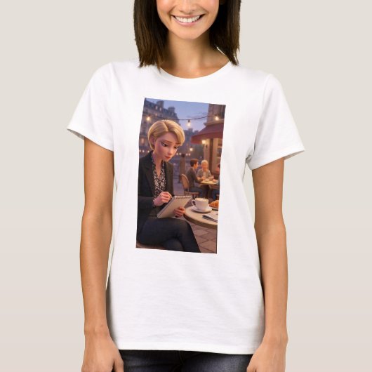 Paris Café Journal Meisje T-Shirt (Voorkant)
