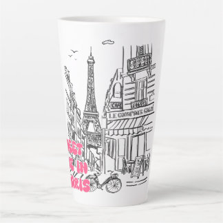 Paris Café–Meet Me in Paris in Roze & Eiffeltoren Latte Mok