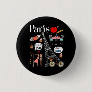 Paris Cafe Souvernir Fantasy Country Eiffel Tower Ronde Button 3,2 Cm