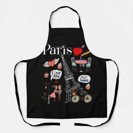 Paris Cafe Souvernir Fantasy Country Eiffel Tower Schort (Voorkant)